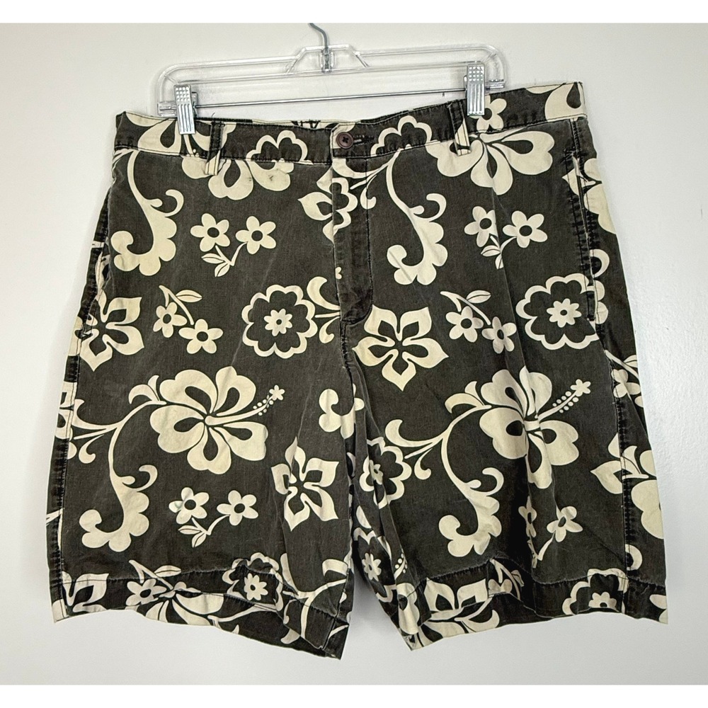 Islander Men's Floral Hawaiian Tropical Casual Shorts Size 38 Green Cruise